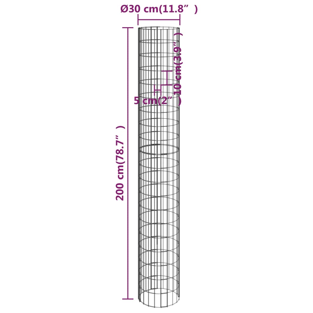 Circular Gabion Raised Beds 3 pcs Galvanized Steel Ø11.8"x78.7"