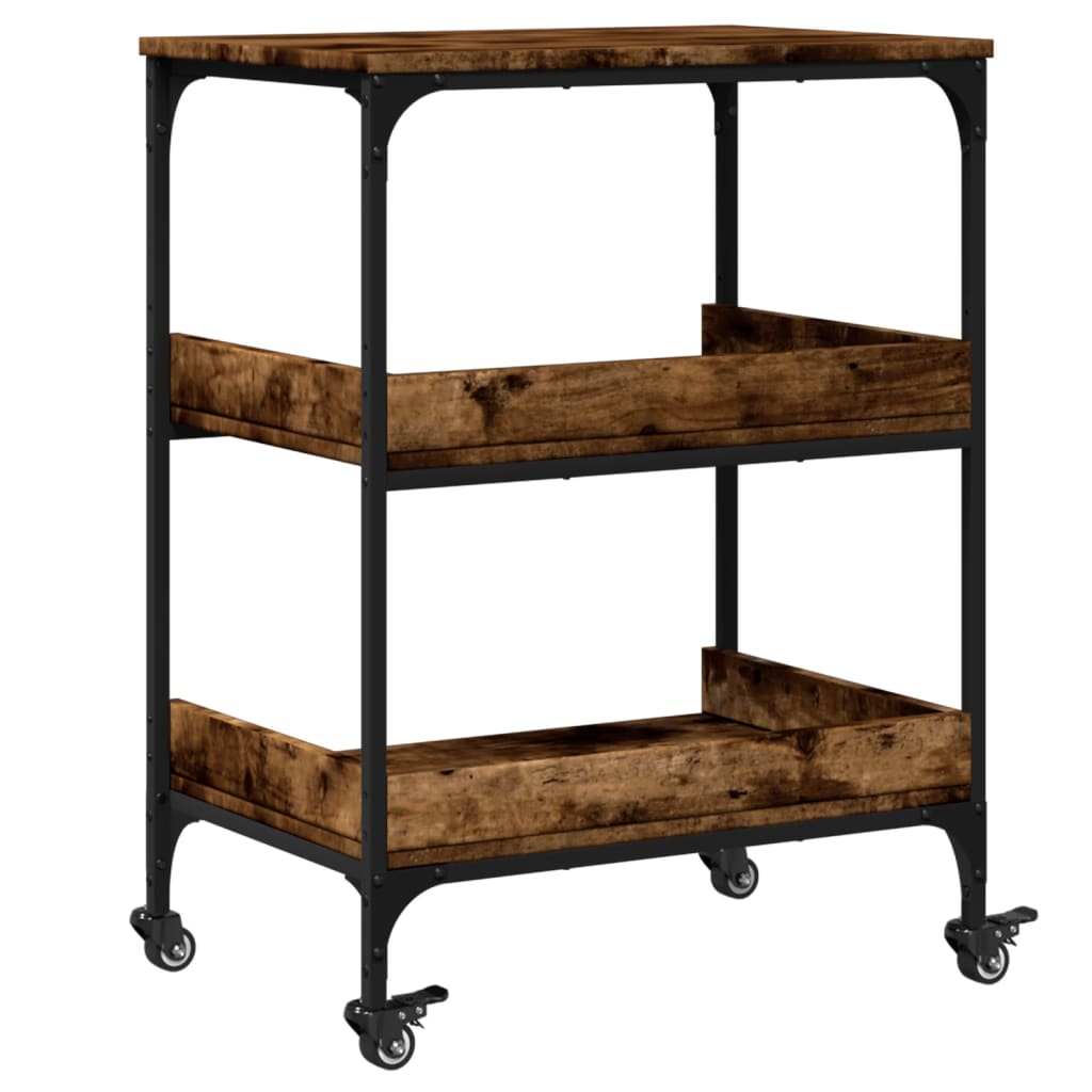 Kitchen Trolley Smoked Oak 23.6"x16.1"x31.7" Engineered Wood