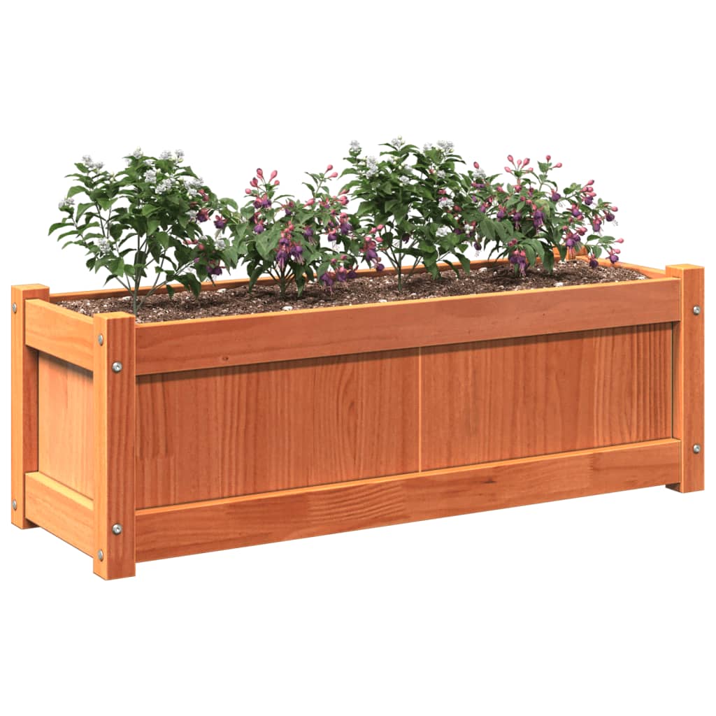 Garden Planter Wax Brown 35.4"x12.2"x12.2" Solid Wood Pine