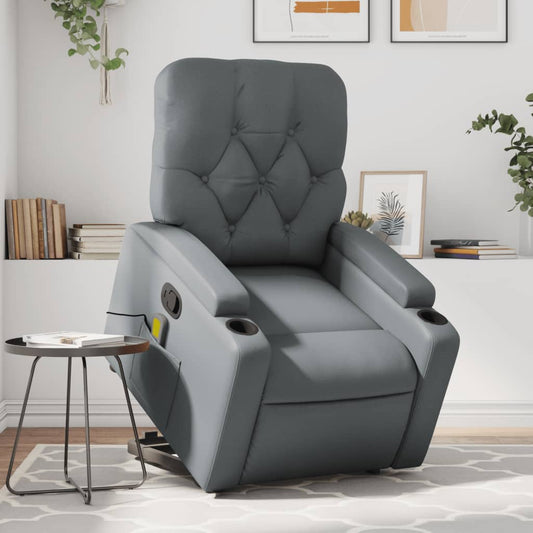 Stand up Massage Recliner Chair Gray Faux Leather