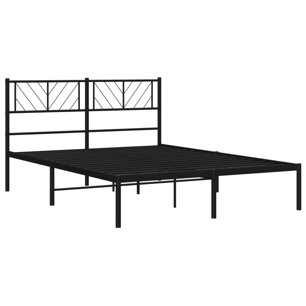 Metal Bed Frame without Mattress with Headboard Black 53.1"x74.8"