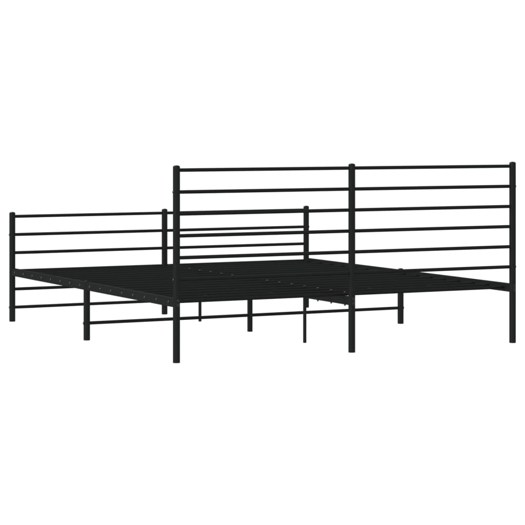 Metal Bed Frame without Mattress with Footboard Black 72"x83.9"