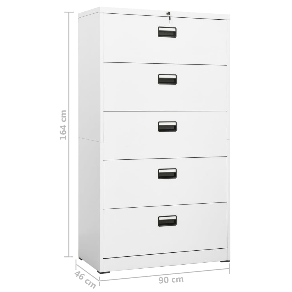 Filing Cabinet White 35.4"x18.1"x64.6" Steel