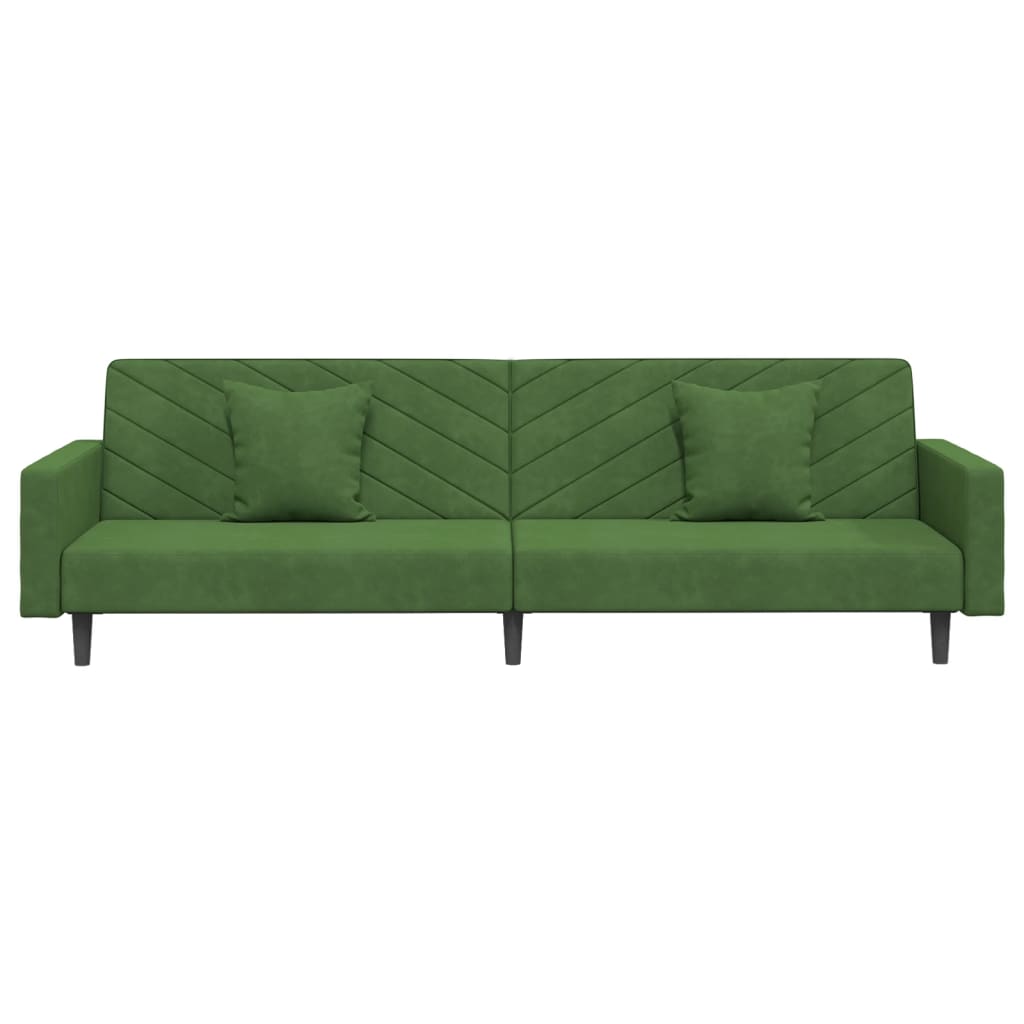 2-Seater Sofa Bed with Two Pillows Dark Green Velvet