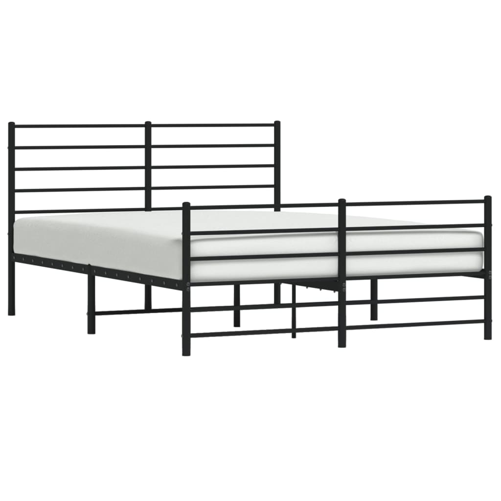 Metal Bed Frame without Mattress with Footboard Black 53.1"x74.8"