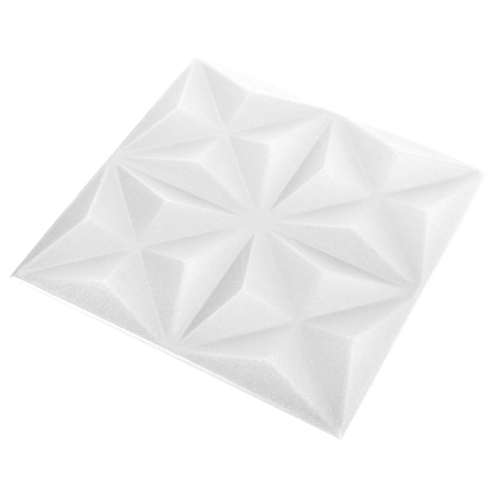 3D Wall Panels 12 pcs 19.7"x19.7" Origami White 32.3 ft²