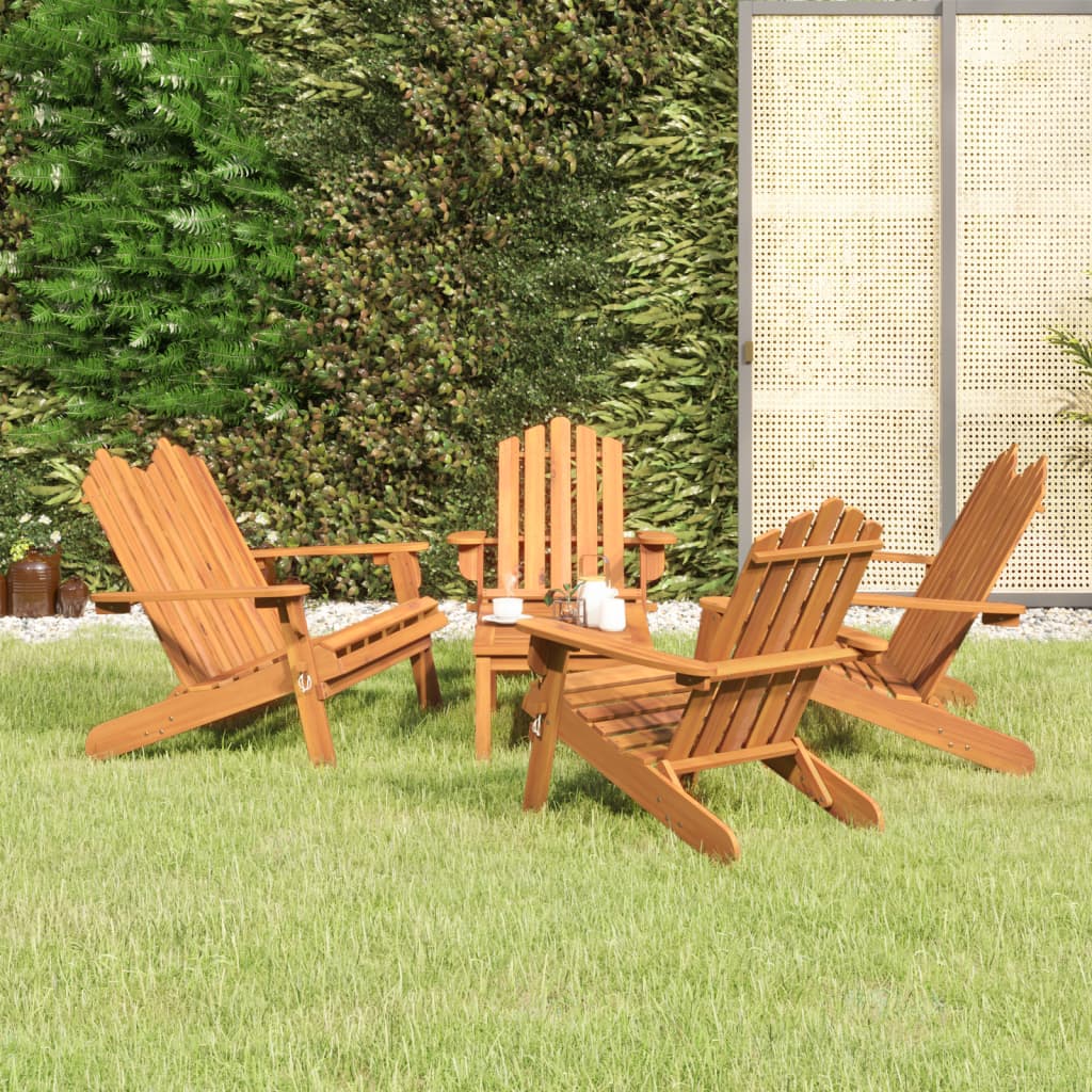 4 Piece Adirondack Patio Lounge Set Solid Wood Acacia