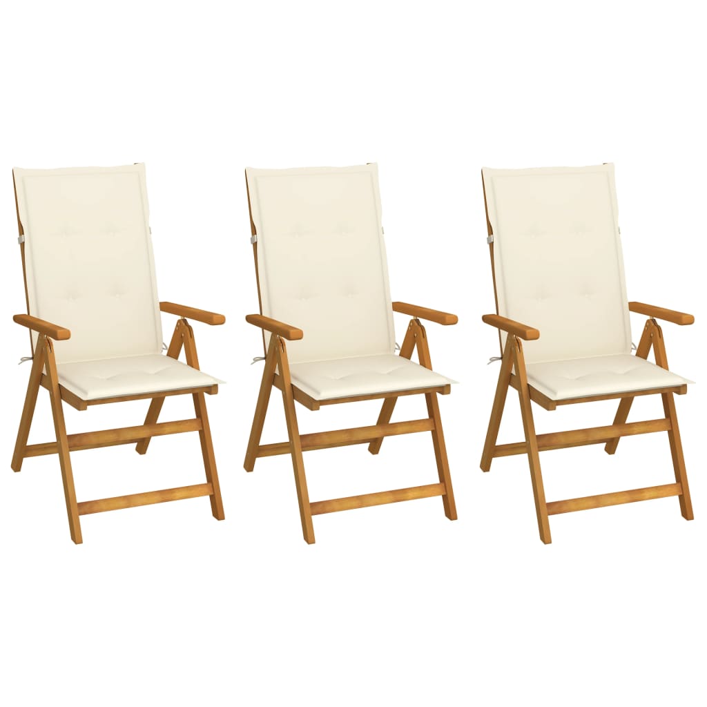 Patio Reclining Chairs 4 pcs with Cushions Solid Acacia Wood