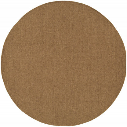 8' X 8' Tan Round Stain Resistant Indoor Outdoor Power Loomed Area Rug