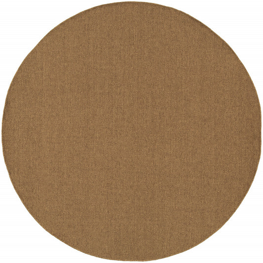 8' X 8' Tan Round Stain Resistant Indoor Outdoor Power Loomed Area Rug