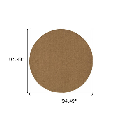 8' X 8' Tan Round Stain Resistant Indoor Outdoor Power Loomed Area Rug