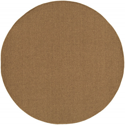 8' X 8' Tan Round Stain Resistant Indoor Outdoor Power Loomed Area Rug