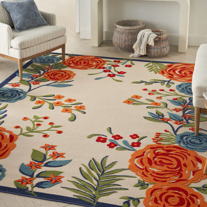 9' X 12' Multicolor Floral Stain Resistant Non Skid Area Rug