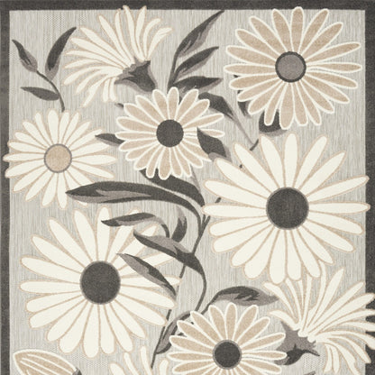 9' X 12' Beige Floral Stain Resistant Non Skid Area Rug