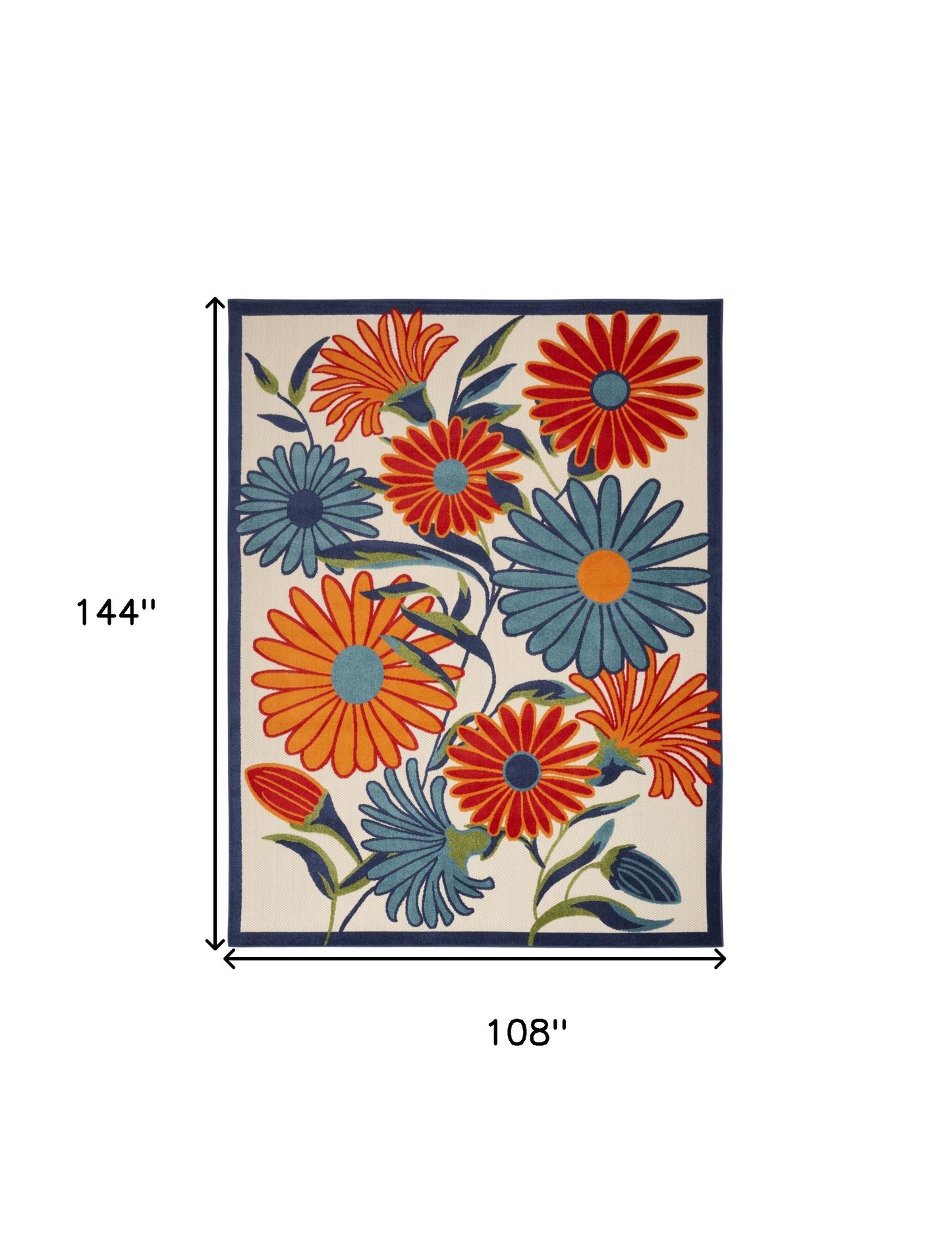 9' X 12' Multicolor Floral Stain Resistant Non Skid Area Rug