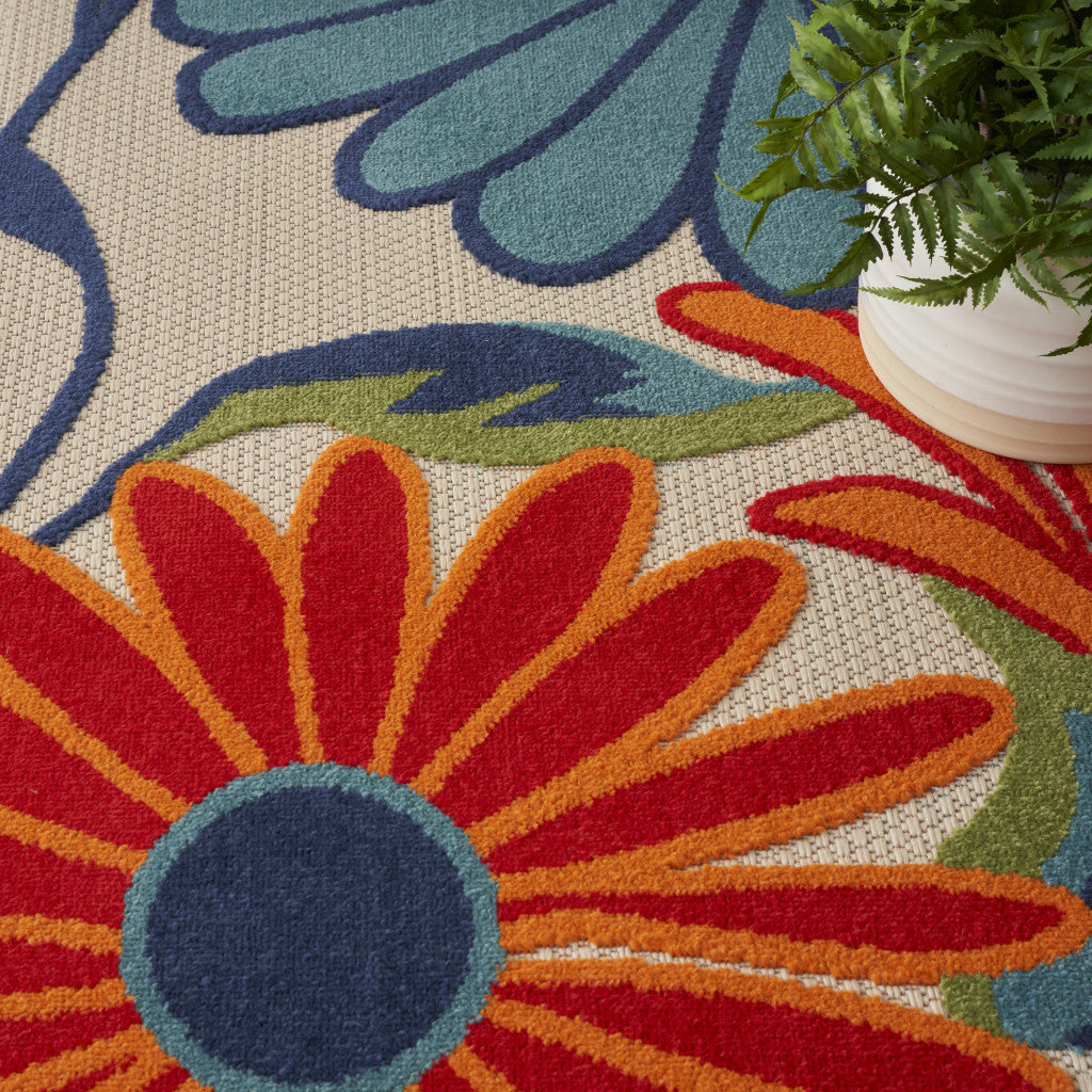 9' X 12' Multicolor Floral Stain Resistant Non Skid Area Rug