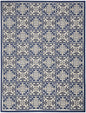 9' X 12' Blue Fleur De Lis Stain Resistant Non Skid Area Rug