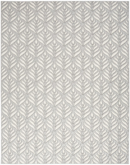 9' X 12' Grey Floral Stain Resistant Non Skid Area Rug