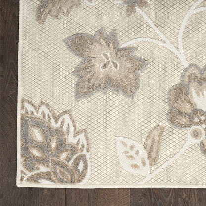 6' X 9' Beige Floral Stain Resistant Non Skid Area Rug