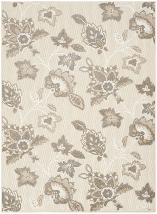 7' X 10' Beige Floral Stain Resistant Non Skid Area Rug