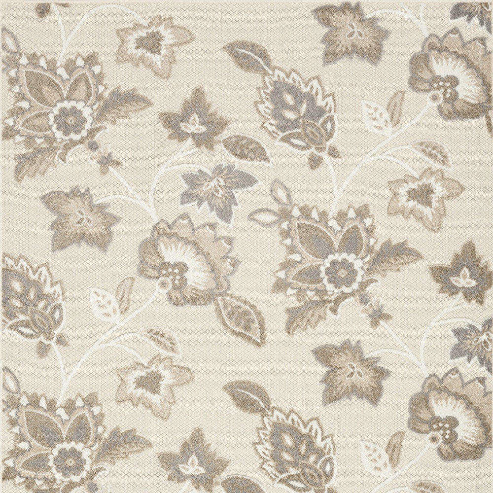 7' X 10' Beige Floral Stain Resistant Non Skid Area Rug