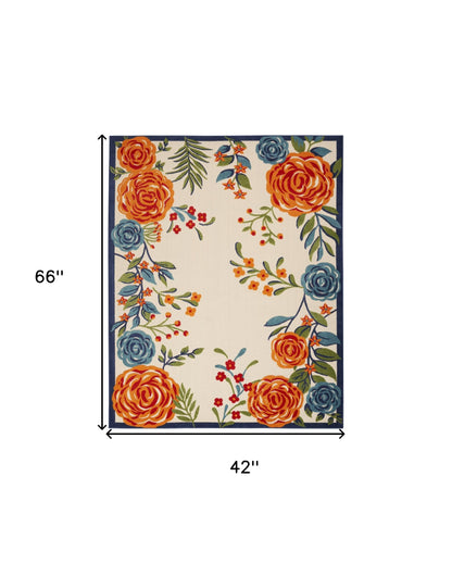 4' X 6' Multicolor Floral Stain Resistant Non Skid Area Rug