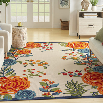 8' X 11' Multicolor Floral Stain Resistant Non Skid Area Rug