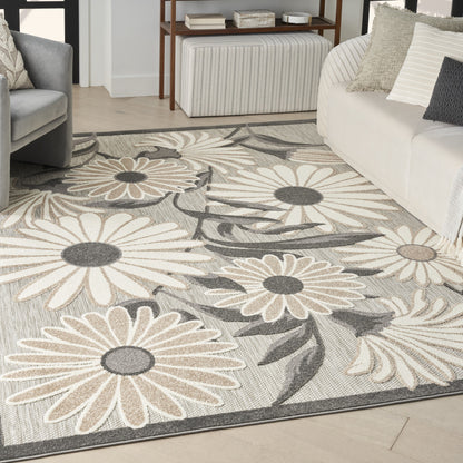 6' X 9' Beige Floral Stain Resistant Non Skid Area Rug