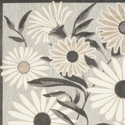 6' X 9' Beige Floral Stain Resistant Non Skid Area Rug