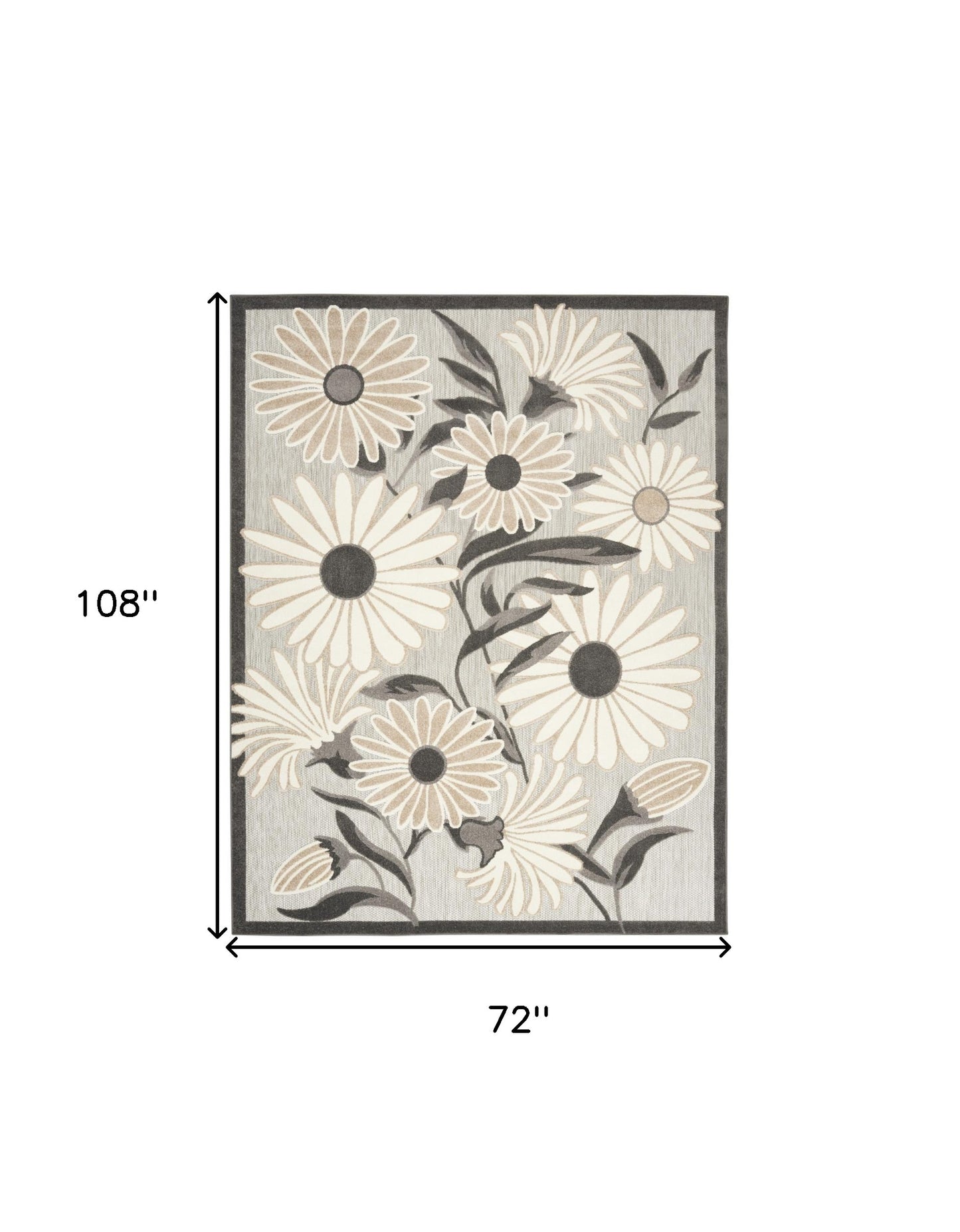 6' X 9' Beige Floral Stain Resistant Non Skid Area Rug