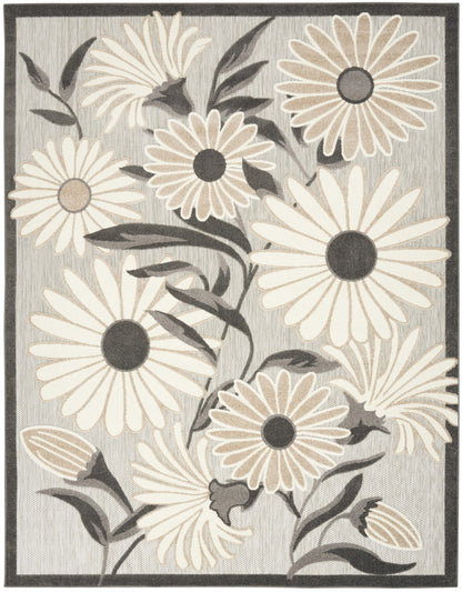 4' X 6' Beige Floral Stain Resistant Non Skid Area Rug