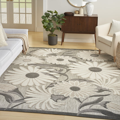 8' X 11' Beige Floral Stain Resistant Non Skid Area Rug