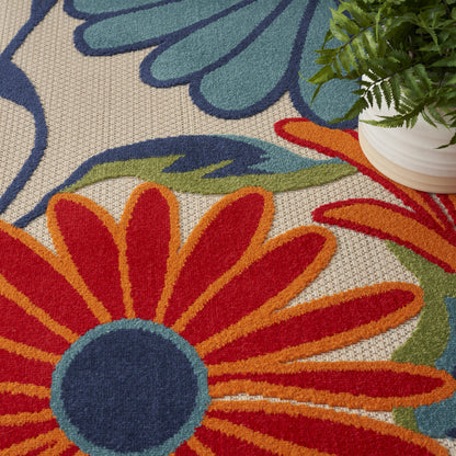 6' X 9' Multicolor Floral Stain Resistant Non Skid Area Rug