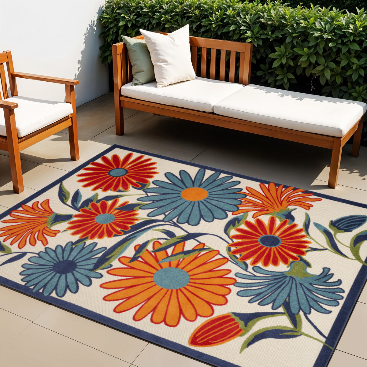 4' X 6' Multicolor Floral Stain Resistant Non Skid Area Rug