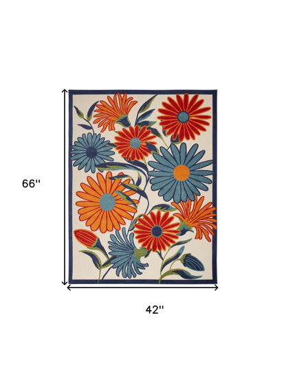 4' X 6' Multicolor Floral Stain Resistant Non Skid Area Rug