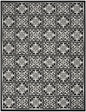 6' X 9' Black And White Fleur De Lis Stain Resistant Non Skid Area Rug