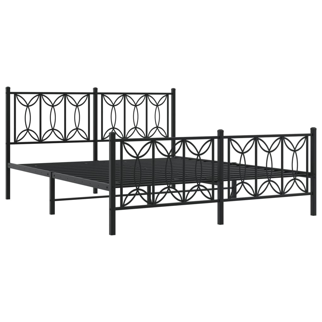 Metal Bed Frame without Mattress with Footboard Black 59.1"x78.7"