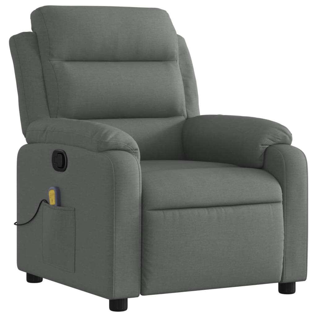 Massage Recliner Chair Dark Gray Fabric