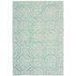 10' X 13' Blue and Ivory Floral Stain Resistant Indoor Outdoor Area Rug