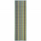 2' X 8' Blue and Green Striped Stain Resistant Indoor Outdoor Area Rug