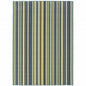 2' X 4' Blue and Green Striped Stain Resistant Indoor Outdoor Area Rug