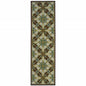 2' X 8' Brown and Ivory Floral Stain Resistant Indoor Outdoor Area Rug