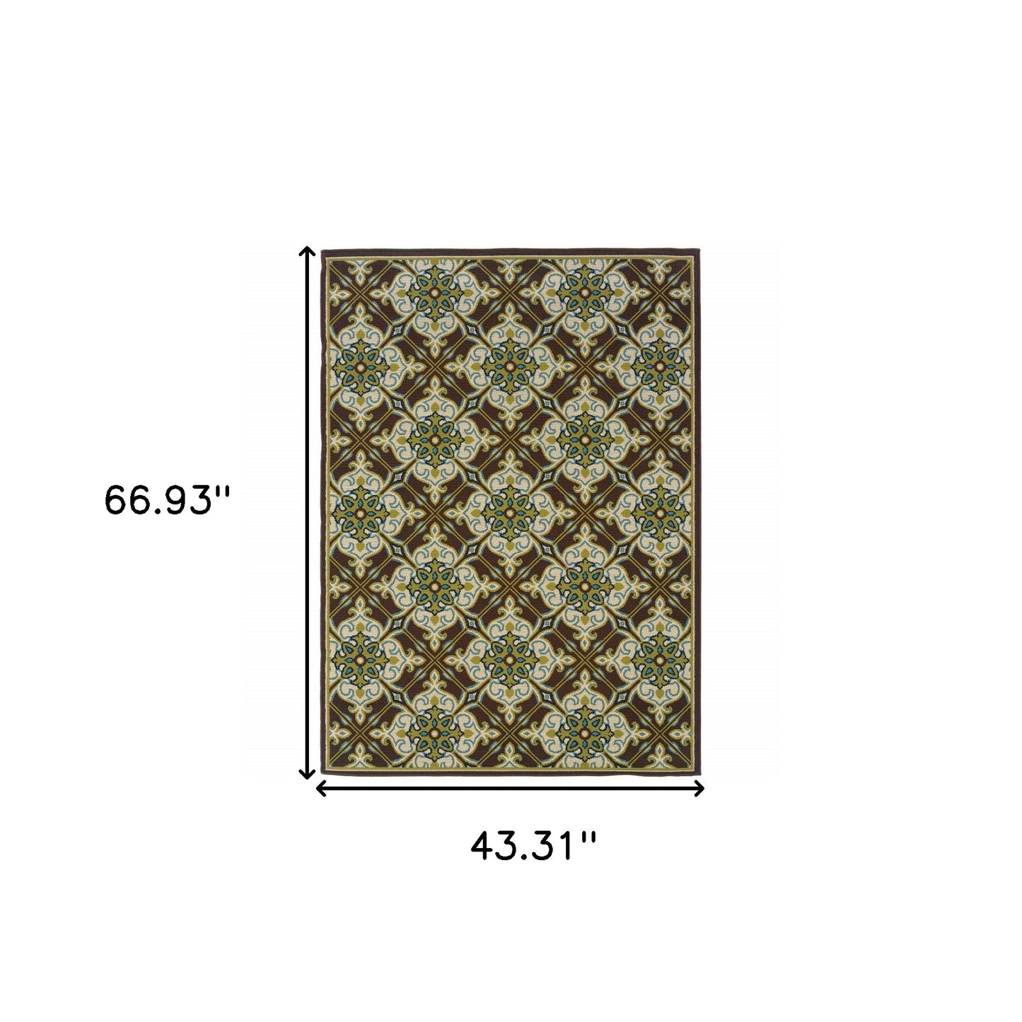 4' X 6' Brown and Ivory Floral Stain Resistant Indoor Outdoor Area Rug