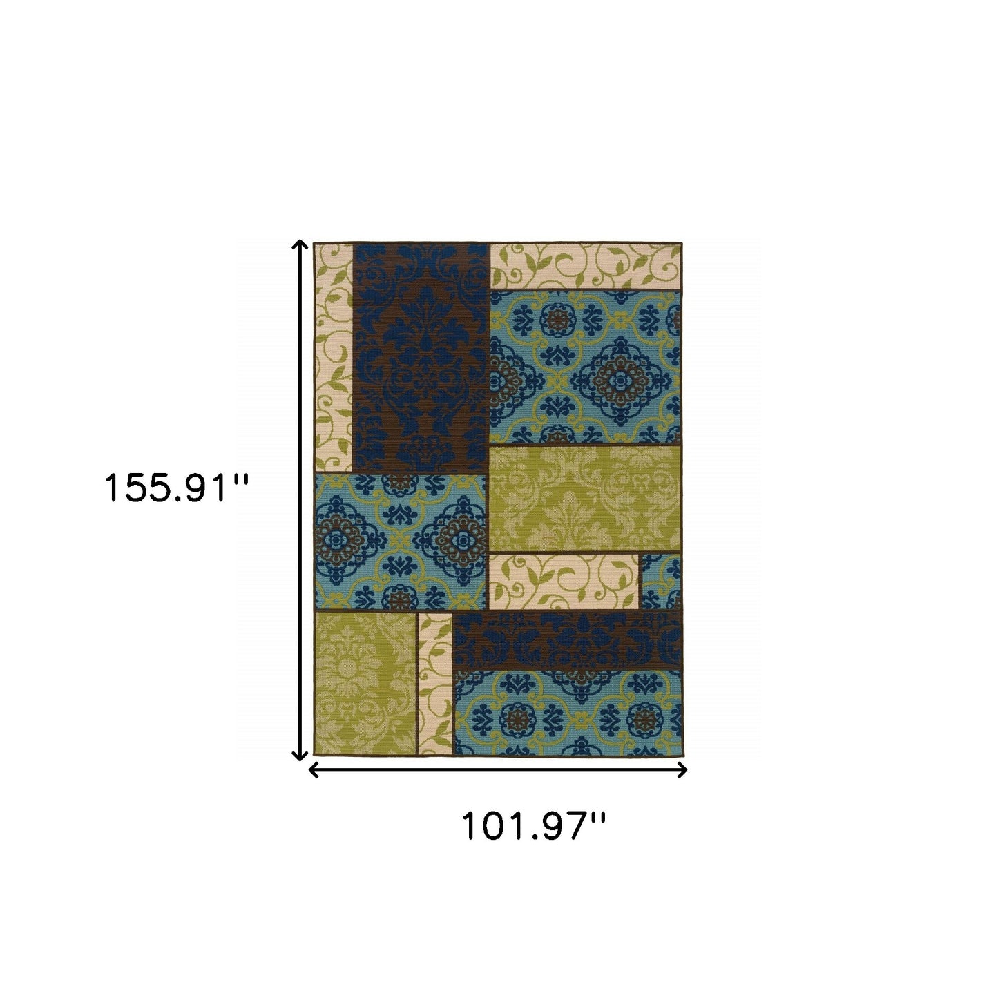 9' X 13' Brown Geometric Stain Resistant Indoor Outdoor Area Rug