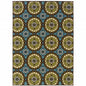 5' X 8' Blue and Green Floral Stain Resistant Indoor Outdoor Area Rug