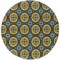 8' X 8' Blue and Green Round Floral Stain Resistant Indoor Outdoor Area Rug