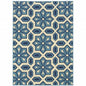 2' X 4' Ivory and Blue Geometric Stain Resistant Indoor Outdoor Area Rug