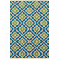 4' X 5' Blue and Beige Geometric Stain Resistant Indoor Outdoor Area Rug