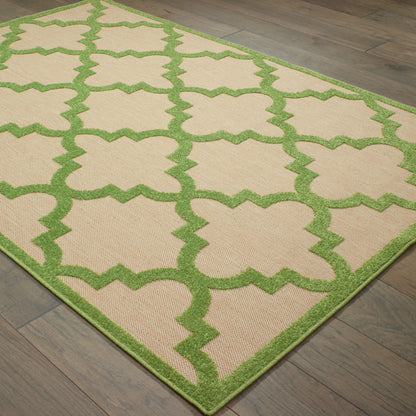 8' X 11' Green Geometric Stain Resistant Indoor Outdoor Area Rug