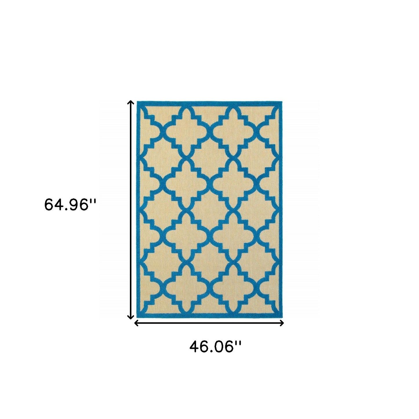 4' X 5' Blue and Beige Geometric Stain Resistant Indoor Outdoor Area Rug